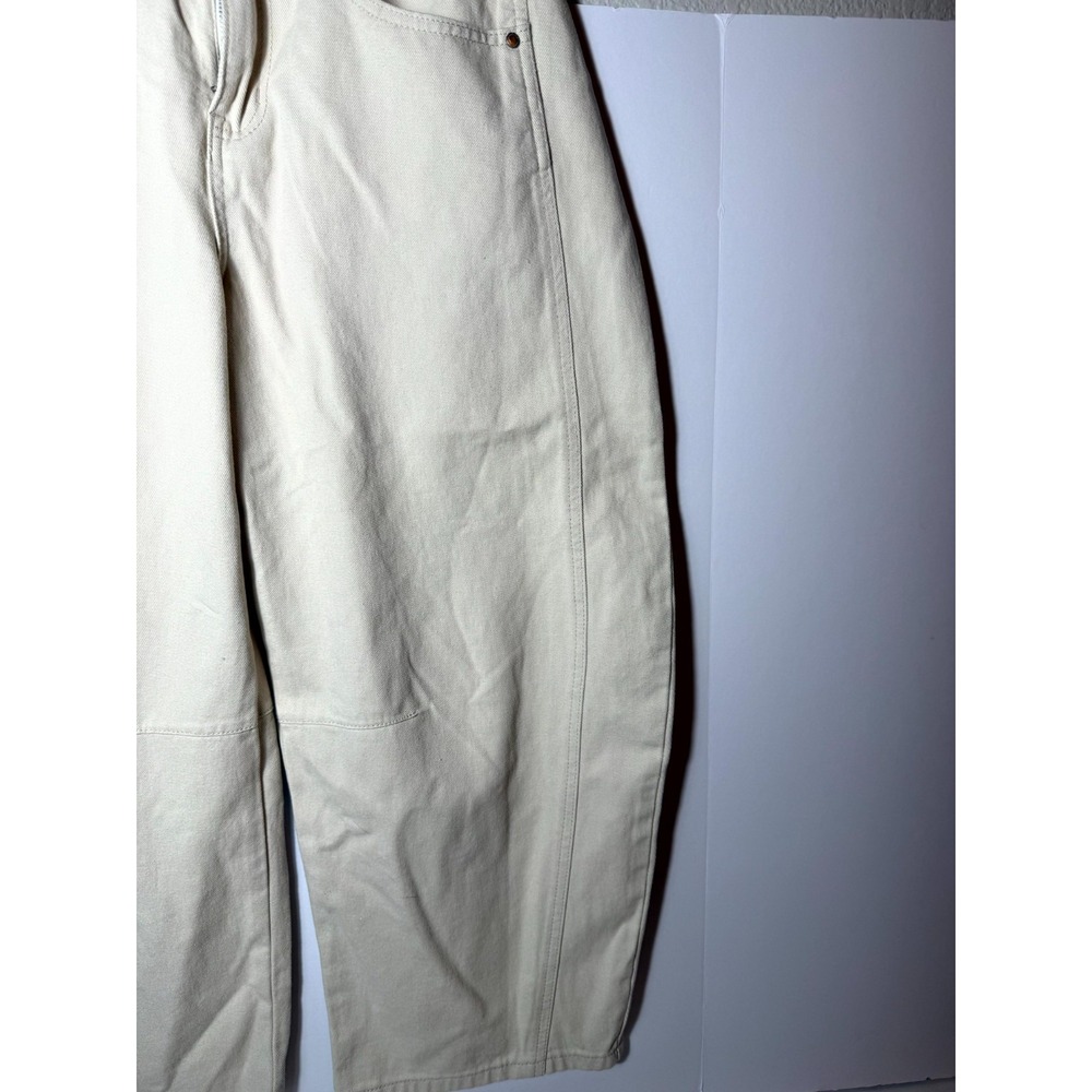 PTCL Cove Low Loose Jeans Womens 29 Beige Denim Cotton High Rise Barrel Leg - Picture 7 of 13